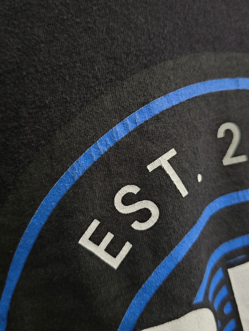 Crime Junkie Fan Club Black Blue And White T-shirt With Front Pocket - Picture 3 of 8